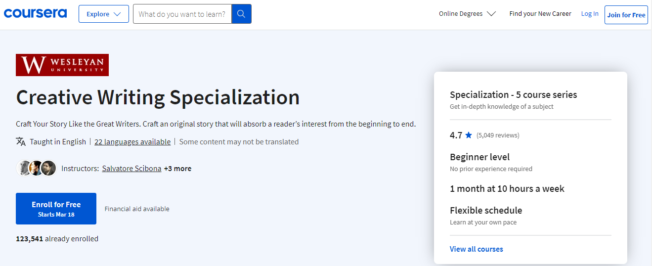 coursera creative writing free