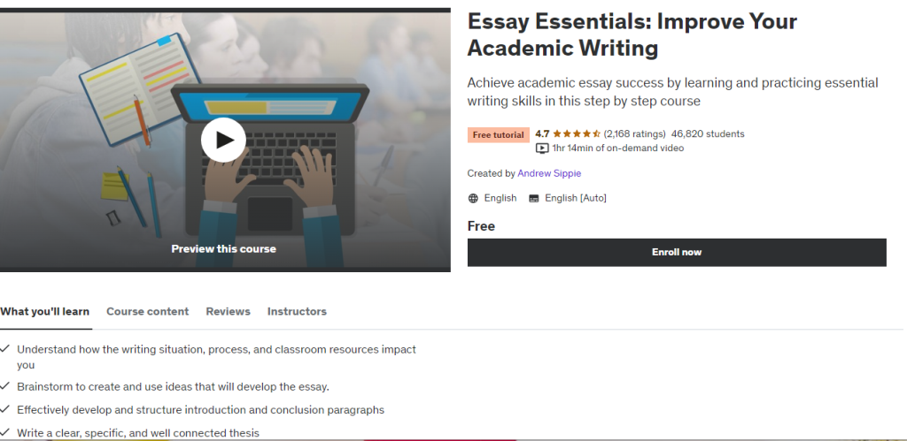 essay writing udemy