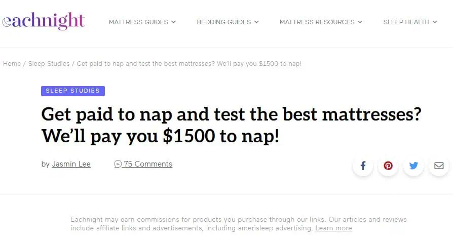 get paid to sleep